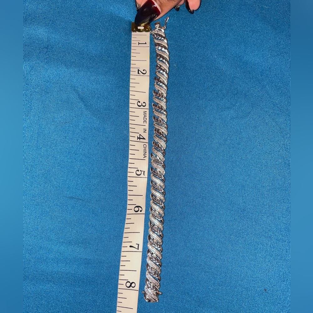 Sterling Silver Angle Patterned Bracelet - image 2